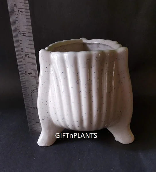 White Plain Ceramic Pot (3-Legs) -3LCP