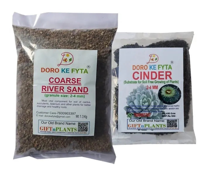 Combo of Coarse River Sand (Wt-1.3 Kg) and Cinder of Small Size 2-4mm (Wt-450 Gms) for Garden Plants