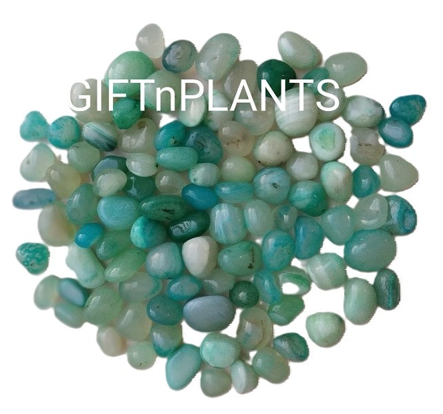 These onyx stones of light blue white uique colour enhances beauty of home garden plants and available with Giftnplants.