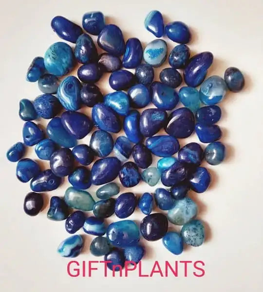 Tumbled onyx stones blue colour for aquarium, reiki crystals, plants & flower vases looks very pretty.