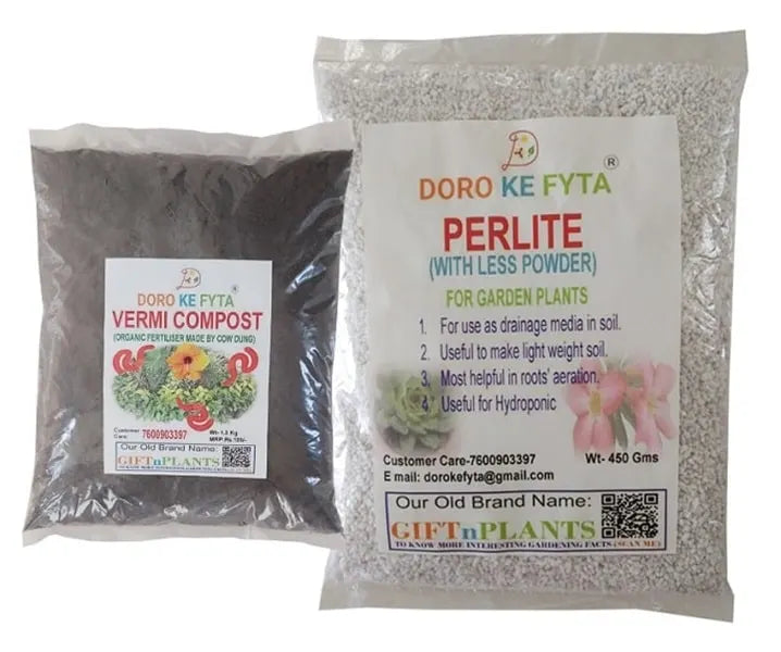 Combo of Organic Vermicompost and Perlite of Large Granules for Gardening