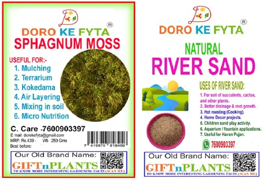Combo of Sphagnum Moss (250 Gms) with Free Natural River Sand (450 Gms) for Gardening